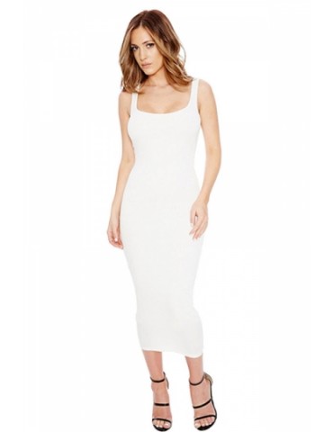Womens Slimming Plain Sleeveless Tank Dress White