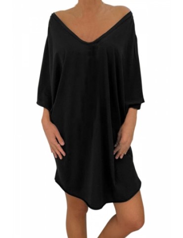Dolman Sleeve Oversized Dress Black