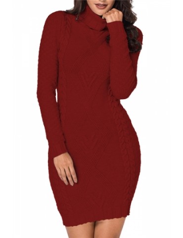 Turtleneck Sweater Dress Long Sleeve Ruby